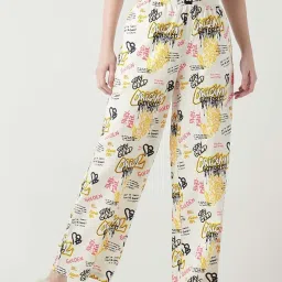 Bewakoof White Print Cotton Regular Fit Pyjamas image 1