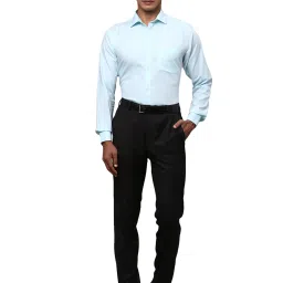 Park Avenue Light Blue Slim Fit Self Design Cotton Shirt image 5