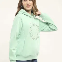 Monte Carlo Green Printed Regular Fit Hoodie image 3
