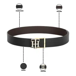 Tommy Hilfiger Black & Brown Leather Reversible Belt for Men image 5