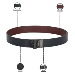 Tommy Hilfiger Navy & Brown Leather Reversible Belt for Men image 5