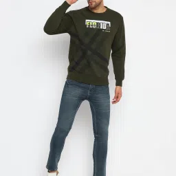 Duke Dark Olive Regular Fit Printed Sweatshirt image 5