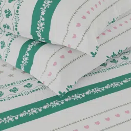 Bianca La-vogue White & Green Microfibre 152 TC Extra Smooth Double Size Bed Sheet with Pillow Cover image 5