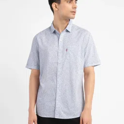 Levi's Light Blue Cotton Slim Fit Printed Shirt image 1