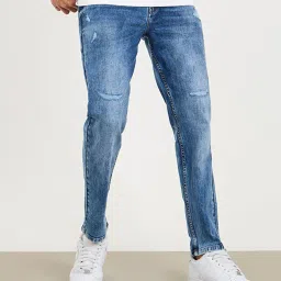 Styli Blue Slim Fit Heavily Washed Distressed Jeans image 1