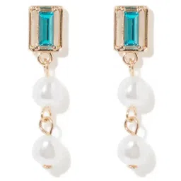 Forever New Gold-Plated Ophelia Square & Pearl Drop Earrings for Women-picture-11
