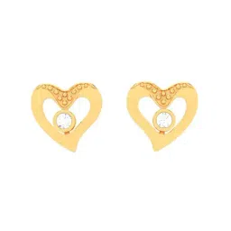 P.C. Chandra Jewellers 14k Gold Love Shaped A White Stone Stud Earrings-picture-12