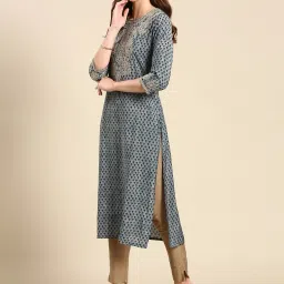 showoffff SHOWOFF Blue Printed Kurta image 5