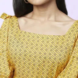 YU by Pantaloons Yellow Printed A-Line Dress image 5