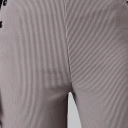 showoffff SHOWOFF Grey Cotton Straight Fit Mid Rise Trousers image 5