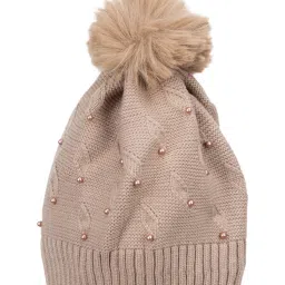 Kazo Beige Embellished Beanie image 1