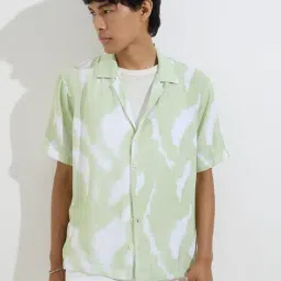 nuon men Nuon by Westside Mint Tie-Dye Printed Relaxed-Fit Shirt-picture-13