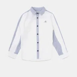 Angel & Rocket Kids White & Blue Cotton Logo Full Sleeves Shirt image 1