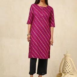 Soch Magenta Rayon Printed Kurta image 1