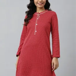 Aurelia Red Embroidered Winter Kurti image 1