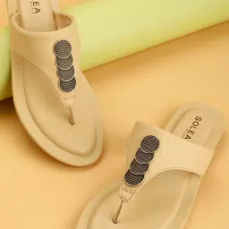 Paragon Women's Beige Thong Sandals image 1