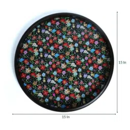 Crayton Floral Round MDF Serving Tray - Set of 1 image 3