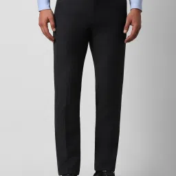 Van Heusen Black Slim Fit Texture Trousers image 1