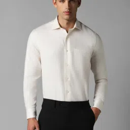 Louis Philippe Beige Cotton Regular Fit Textured Shirt image 1