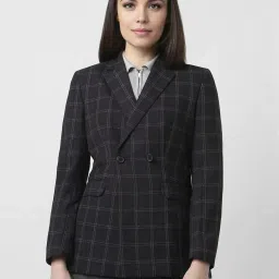Van Heusen Black Chequered Formal Blazer image 1
