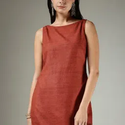 Fablestreet Rust Polyester Regular Fit Casual Dress-picture-16