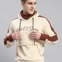 Rock.It Cream Regular Fit Colour Block Hooded Sweatshirt image 1