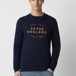 Peter England Navy Slim Fit Printed Sweatshirt image 1
