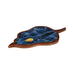 Crayton Blue Leaf Serving Tray - Set of 1 image 3