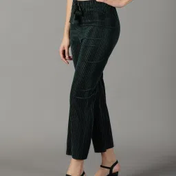showoffff SHOWOFF Green Self Design Straight Fit Mid Rise Parallel Trousers image 3