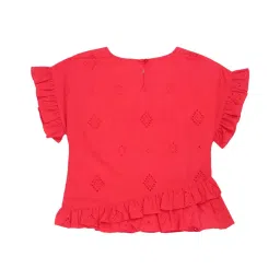 Elle Kids Red Self Design Top image 2