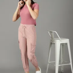 showoffff SHOWOFF Pink Polyester Mid Rise Joggers image 4