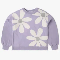 GAP Girls Purple Cotton Floral Sweater-picture-36