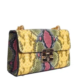 Lino Perros Yellow Textured Medium Sling Handbag image 5