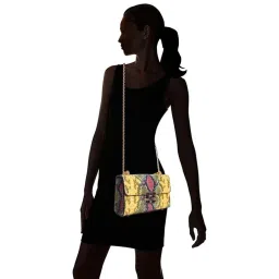 Lino Perros Yellow Textured Medium Sling Handbag image 2