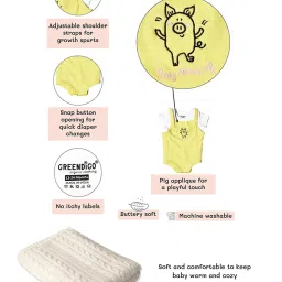 Greendigo Kids Yellow & White Printed T-Shirt, Dunagree with Blanket image 4