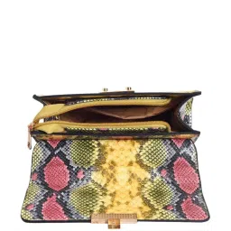 Lino Perros Yellow Textured Medium Sling Handbag image 4