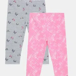 Jockey Kids Pink & Grey Cotton Printed Leggings (Pack of 2) - Assorted-image-28