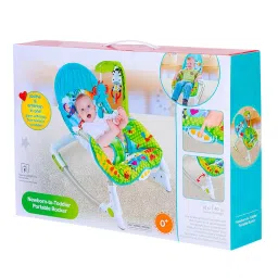 Baby Moo Newborn To Toddler Portable Bouncer with Hanging Toys Blue & Green image 4
