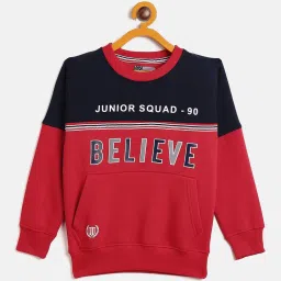 Duke Kids Navy & Red Color Block Full Sleeves Sweatshirt image 1