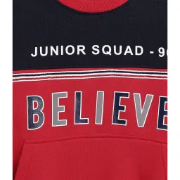 Duke Kids Navy & Red Color Block Full Sleeves Sweatshirt image 3