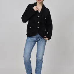 KALINI Self Design Long Sleeve Woolen Overcoat image 2