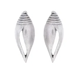 VOJ Silver Plated Shankh Shape Stud Earrings image 5