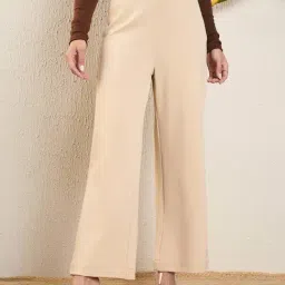 Magre Beige Regular Fit High Rise Pants-picture-10