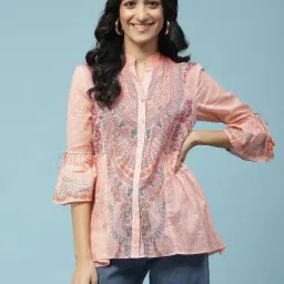 aarke Ritu Kumar Peach Floral A Line Kurti-picture-14