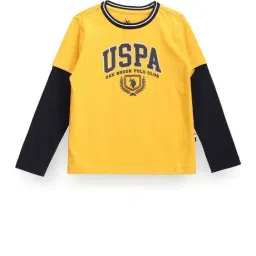 U.S. Polo Assn. Kids Yellow Printed Full Sleeves T-Shirt-image-57