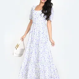 Zink London White Floral Print Maxi Dress image 4