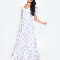 Zink London White Floral Print Maxi Dress image 3