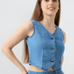 Spykar Mid Blue Solid Regular Fit Shirt image 3