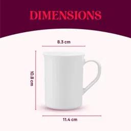 Borosil Kuba White Glass Mug 350ml - Set of 2 image 2