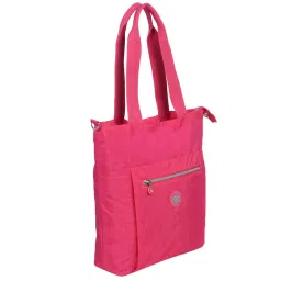 Bahama Crinkle Dark Pink Solid Medium Tote Handbags image 5